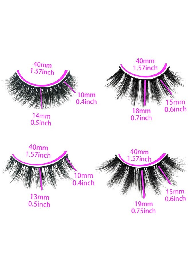 Lashes Pack, Faux Mink Lashes 20 Pairs 4 Styles, 15-20mm 5D Faux mink false eyelashes, Volume Fake eye Lashes, Faux Mink Eyelashes Pack B