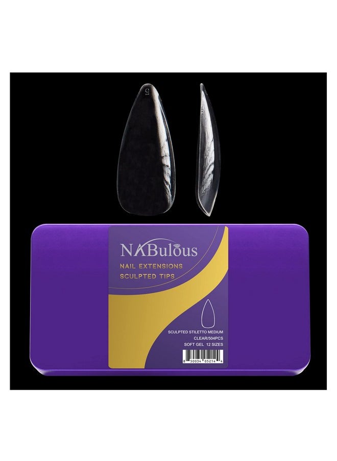 NABulous Soft Gel Stiletto Shaped Gel Nail Tips Medium Length - Durable Full Cover Nail Tips - Made From Real Soft Gel, 10 Sizes, 500 Pieces - Easy To Remove (Stiletto Medium)