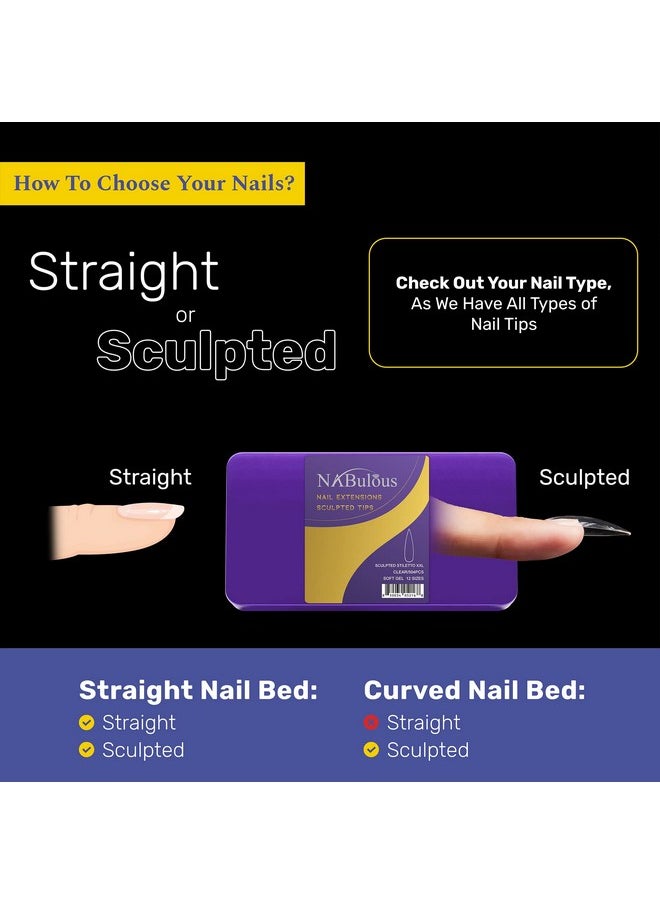 NABulous Soft Gel Stiletto Shaped Gel Nail Tips Medium Length - Durable Full Cover Nail Tips - Made From Real Soft Gel, 10 Sizes, 500 Pieces - Easy To Remove (Stiletto Medium)
