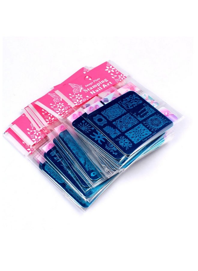 Finger Angel 12Pcs Nail Stamp Plates set 10 plate 1Stamper 1Scraper Nails Art Stamping Plate Scraper Stamper Set Leaves Flowers Lace Design Nail plate Template Image Plate