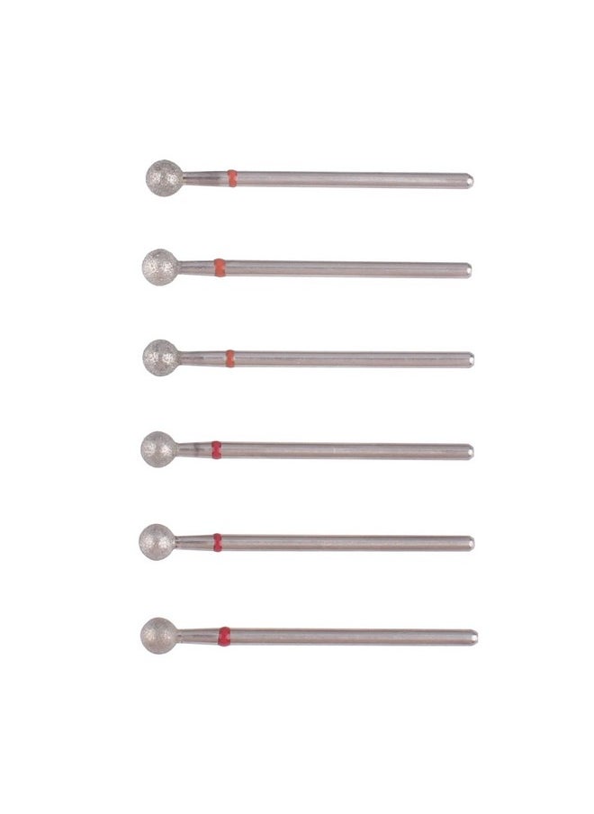 MZCMSL 6pcs Pro Diamond Ball Bits, Cuticle Drill Bit Set for Nail Prep, 3/32 Shank efile Bit(Φ5.0mm,Fine &Medium)