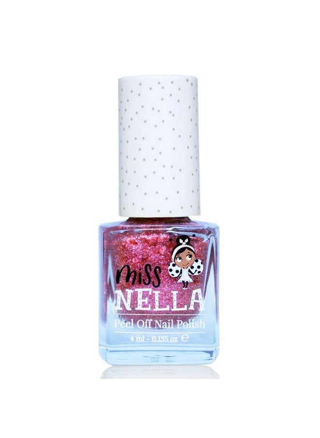 Miss Nella MAGIC COLLECTION Glitter Nail Polish set of 4: pink, red, gold & blue silver Peel- Off nail varnish for toddlers