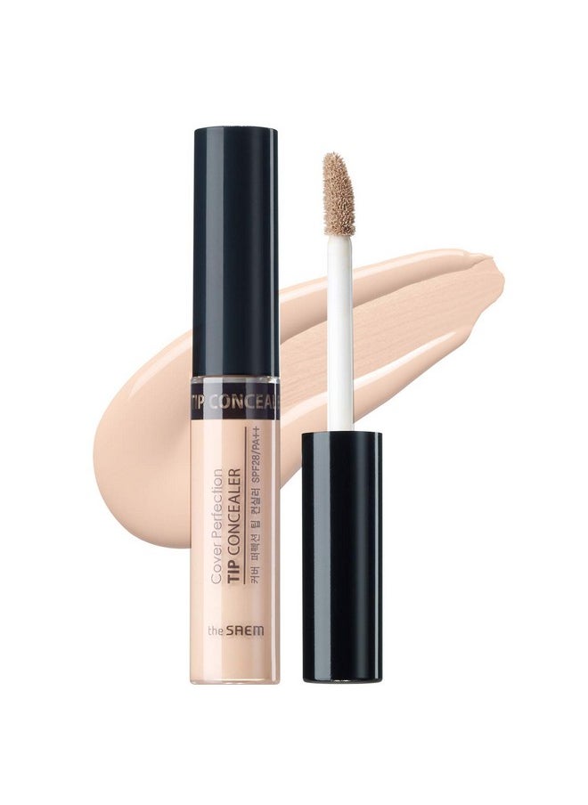 THE SAEM Cover Perfection Tip Concealer, Liquid Multi-Use Concealer, Full Coverage Makeup for Acne Dark Spots Dark Circles Hyperpigmentation and Blemishes, 0.2 fl.oz. (#1.25 Light Beige)
