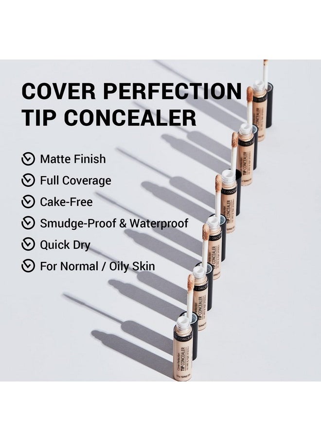 THE SAEM Cover Perfection Tip Concealer, Liquid Multi-Use Concealer, Full Coverage Makeup for Acne Dark Spots Dark Circles Hyperpigmentation and Blemishes, 0.2 fl.oz. (#1.25 Light Beige)