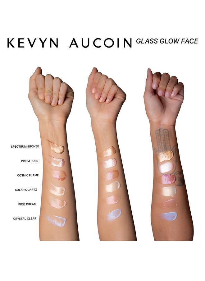 Kevyn Aucoin Glass Glow Face, Spectrum Bronze: Multi-purpose universal dewy highlighter for face and body. Creates glowing youthful-looking hydrated skin with a glassy complexion. Makeup artist go to