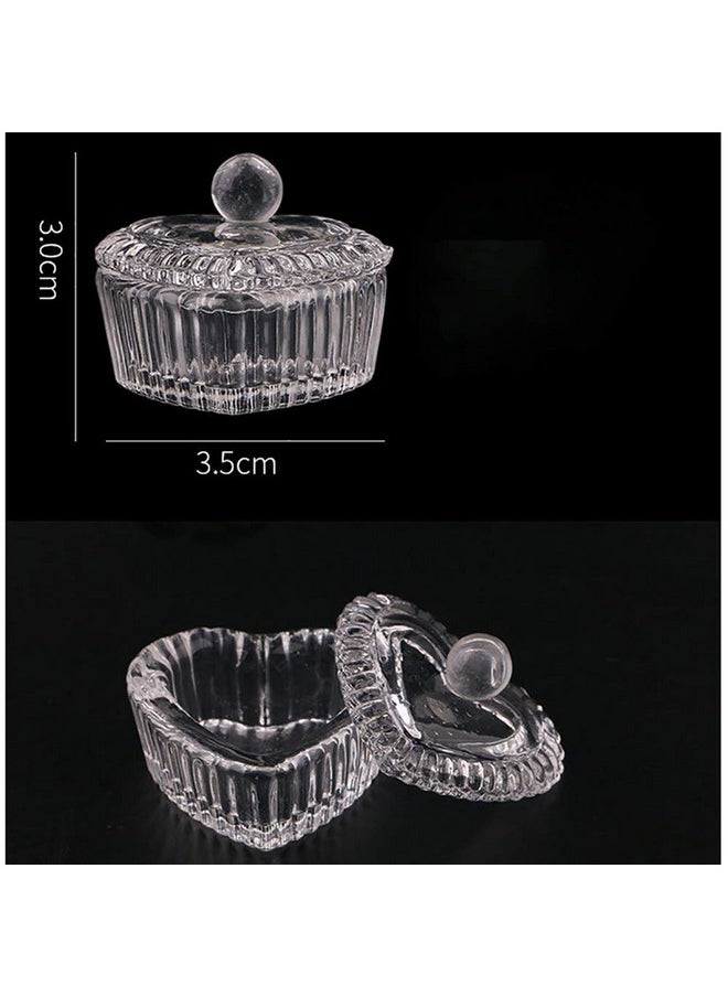 GSHLLO 2 Pcs Nail Art Glass Acrylic Dappen Dish Liquid Powder Crystal Cup Glassware Tools with Lid B