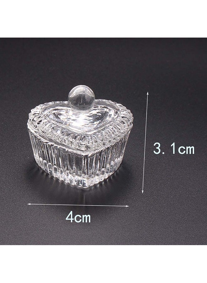 GSHLLO 2 Pcs Nail Art Glass Acrylic Dappen Dish Liquid Powder Crystal Cup Glassware Tools with Lid B