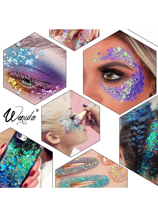 Body Glitter Wenida 8 Colors Iridescent Ultra Sparkle Opal Chunky Glitter Cosmetic Festival Makeup Powder for Nail Hair Eye Face