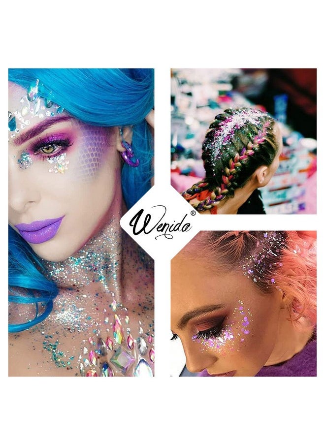 Body Glitter Wenida 8 Colors Iridescent Ultra Sparkle Opal Chunky Glitter Cosmetic Festival Makeup Powder for Nail Hair Eye Face