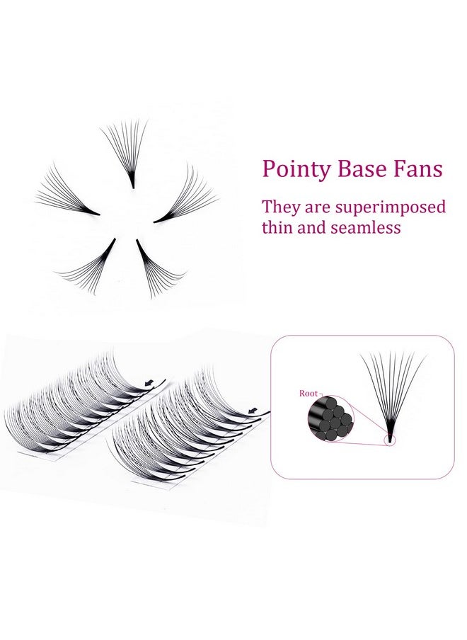Lash Extension 10D 0.07 Premade Fans Eyelash Extensions D Curl Mix Tray Volume Short Stem (10D-0.07-D, 8-14mm Mix)