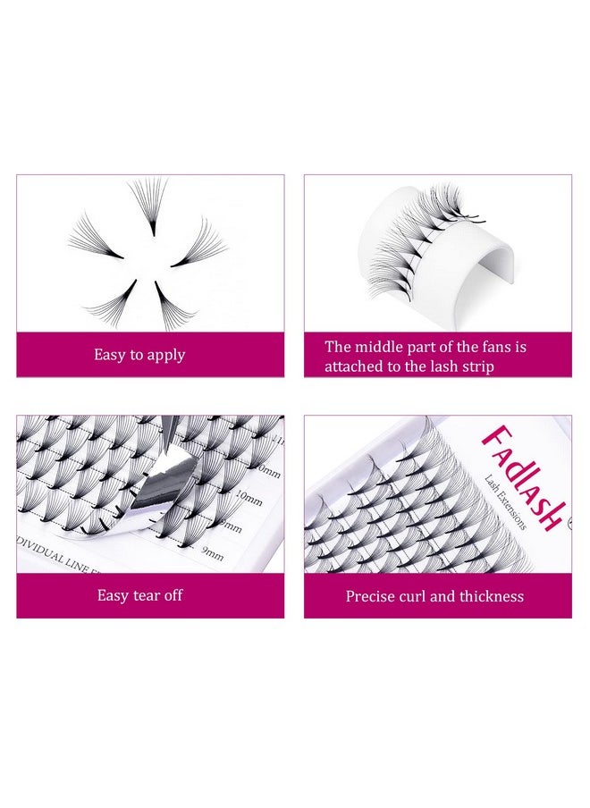 Lash Extension 10D 0.07 Premade Fans Eyelash Extensions D Curl Mix Tray Volume Short Stem (10D-0.07-D, 8-14mm Mix)