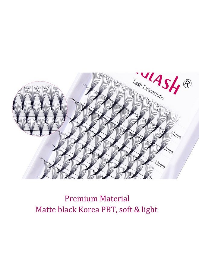 Lash Extension 10D 0.07 Premade Fans Eyelash Extensions D Curl Mix Tray Volume Short Stem (10D-0.07-D, 8-14mm Mix)