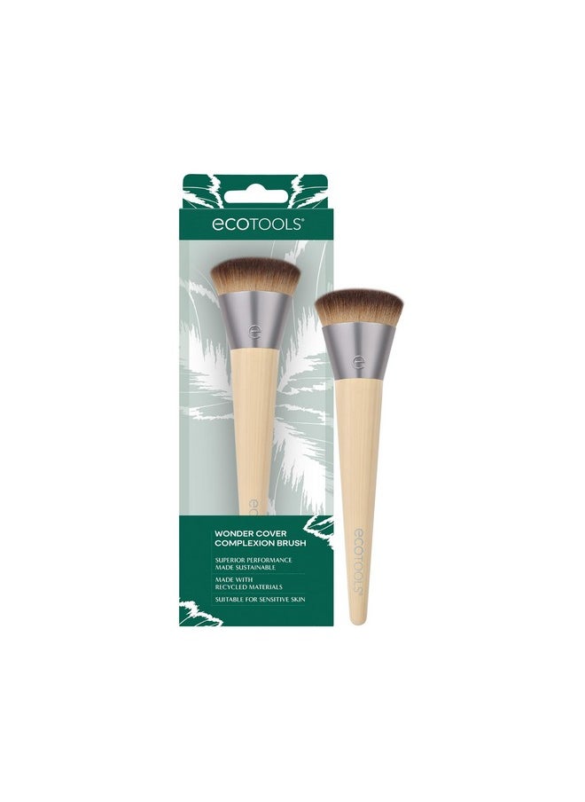 EcoTools Wonder Cover Complexion Brush, Makeup Brush For Flawless Foundation Application & Blending, Full Coverage Base Brush, Eco-Friendly, Synthetic Bristles, Cruelty-Free, 1 Count