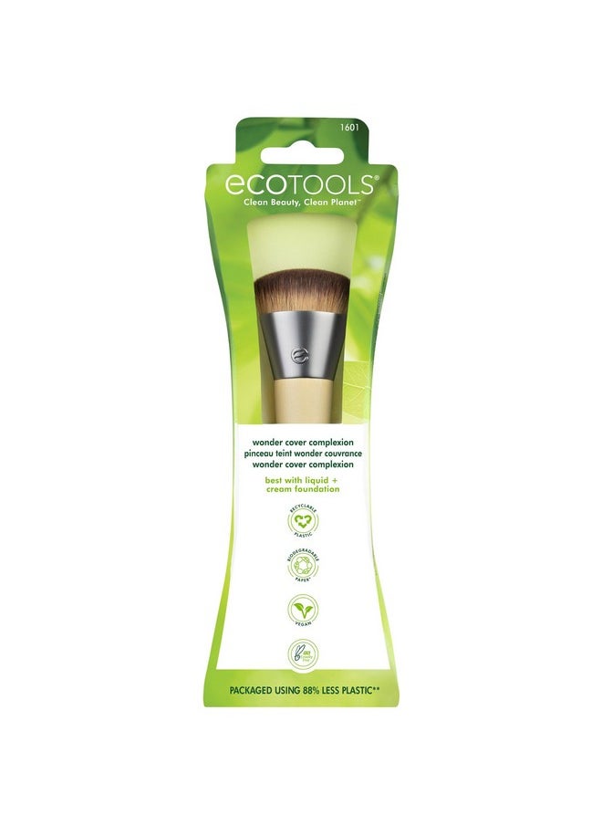 EcoTools Wonder Cover Complexion Brush, Makeup Brush For Flawless Foundation Application & Blending, Full Coverage Base Brush, Eco-Friendly, Synthetic Bristles, Cruelty-Free, 1 Count