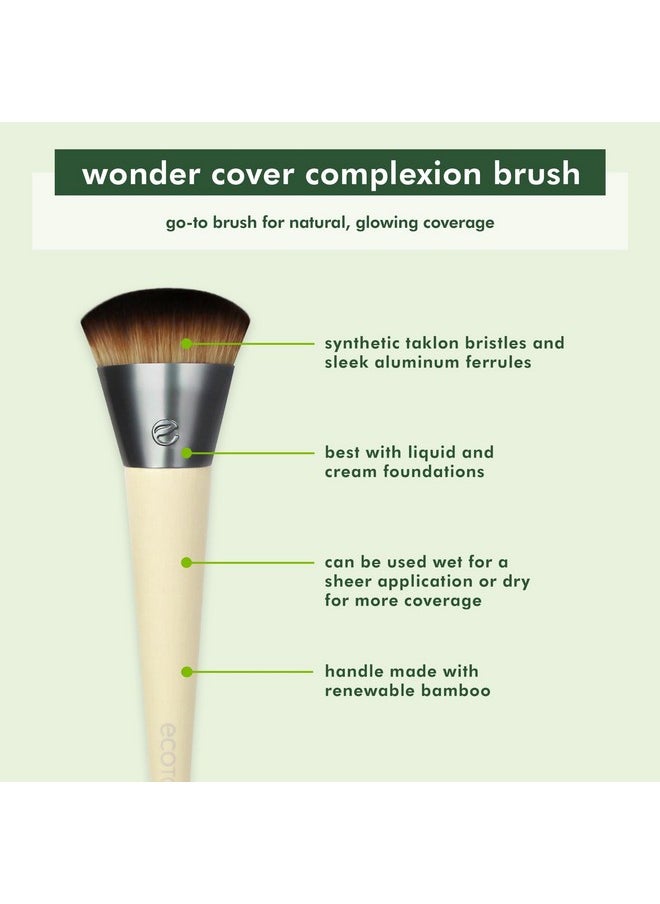 EcoTools Wonder Cover Complexion Brush, Makeup Brush For Flawless Foundation Application & Blending, Full Coverage Base Brush, Eco-Friendly, Synthetic Bristles, Cruelty-Free, 1 Count