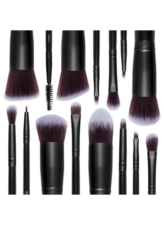 SHANY Makeup Brushes - Black Bombshell - 14-Piece Brush Set - Foundation Powder Concealers Eye Shadows Makeup brushes - Complete Kabuki Makeup Brush Set in Black - 14 PCS