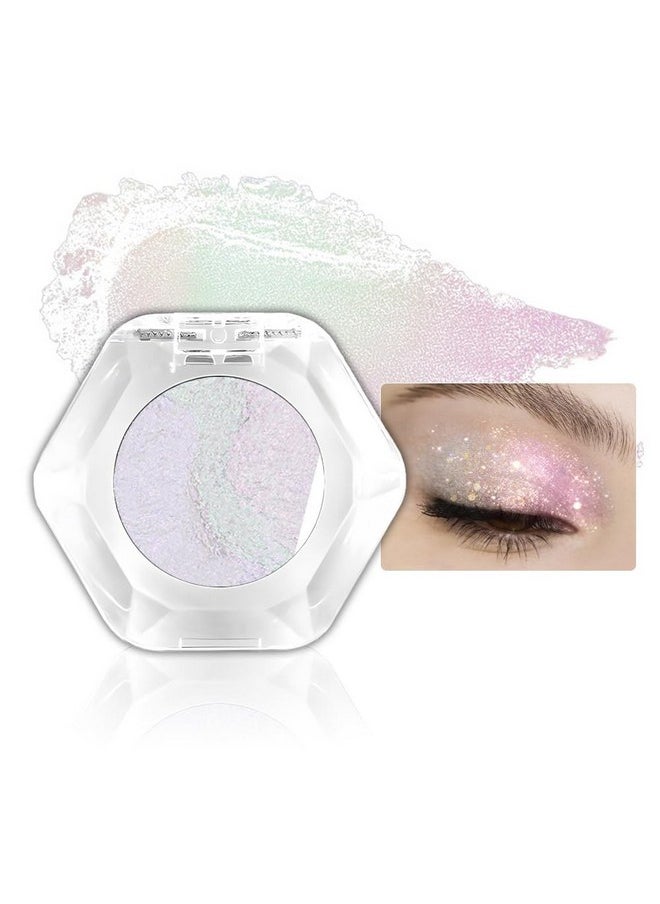 evpct Pearl White Holographic Chameleon Eyeshadow Palette Colorful White Pink Shimmer Loose Powder Eyeshadow Palette High Pigment Metallic Glitter Rainbow Multichrome Eyeshadow Eyes Makeup Highlighter
