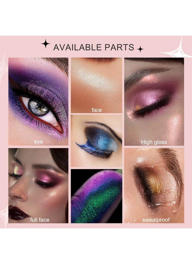 evpct Pearl White Holographic Chameleon Eyeshadow Palette Colorful White Pink Shimmer Loose Powder Eyeshadow Palette High Pigment Metallic Glitter Rainbow Multichrome Eyeshadow Eyes Makeup Highlighter