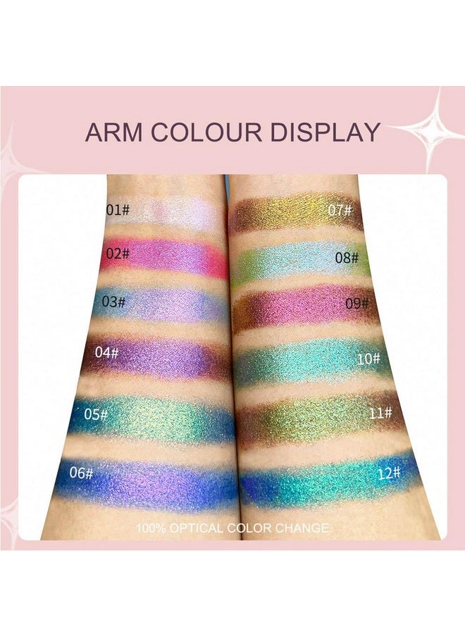 evpct Pearl White Holographic Chameleon Eyeshadow Palette Colorful White Pink Shimmer Loose Powder Eyeshadow Palette High Pigment Metallic Glitter Rainbow Multichrome Eyeshadow Eyes Makeup Highlighter