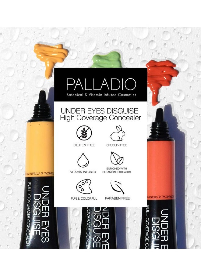 Palladio Full Coverage Concealer, Under Eyes Disguise, Creamy Face and Eye Concealer, Evens Skin Tone, Conceals Blemishes, Dark Circles and Fine Lines, Use with Concealer Brush, Custard
