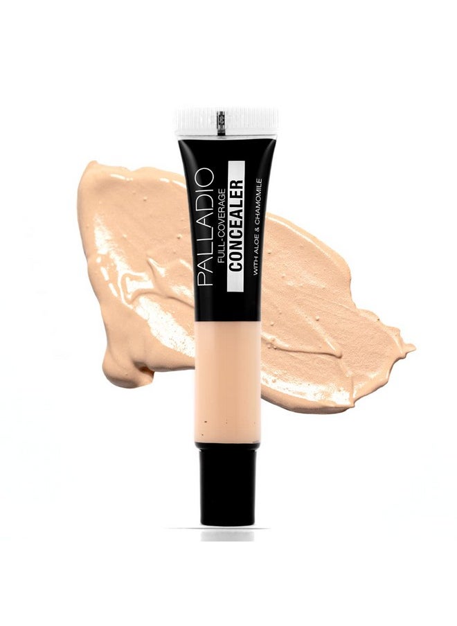 Palladio Full Coverage Concealer, Under Eyes Disguise, Creamy Face and Eye Concealer, Evens Skin Tone, Conceals Blemishes, Dark Circles and Fine Lines, Use with Concealer Brush, Custard