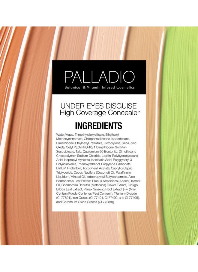 Palladio Full Coverage Concealer, Under Eyes Disguise, Creamy Face and Eye Concealer, Evens Skin Tone, Conceals Blemishes, Dark Circles and Fine Lines, Use with Concealer Brush, Custard