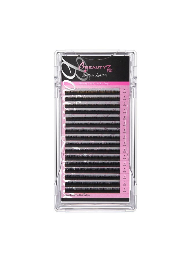 Beauty7 Mixed Volume Under Bottom Lower Individual False Eyelash Extension Tray Matte Synthetic Mink Lash (0.1 Thickness, C Curl)