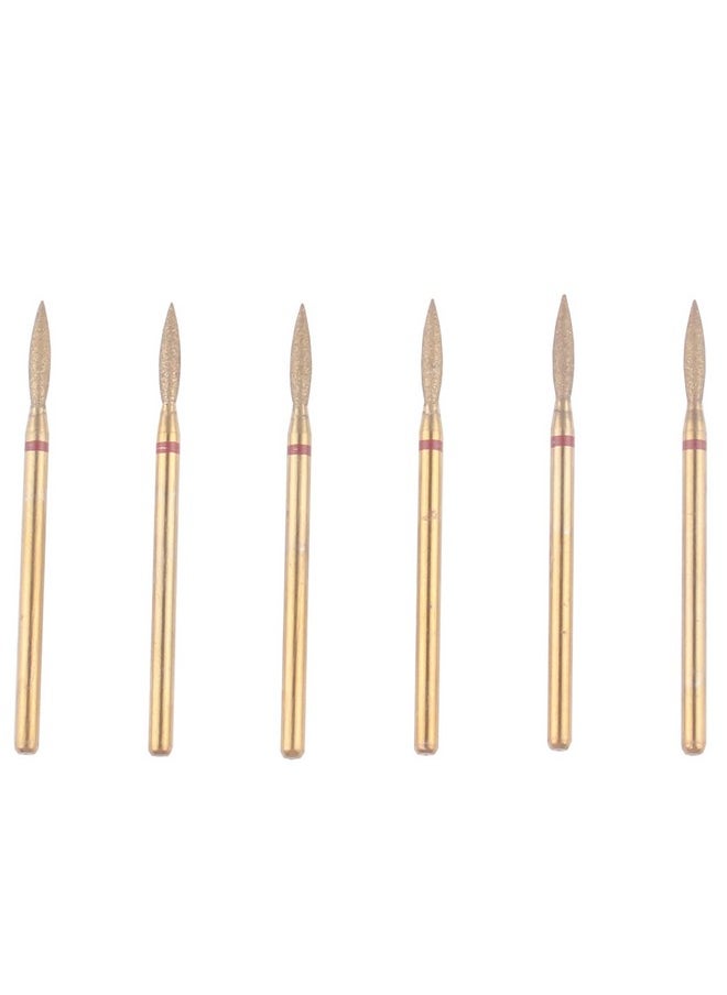 MZCMSL Flame Cuticle Drill Bit Set with Case, 6pcs Pro Diamond Nail Bits for Nail Salon Manicure (Fine)