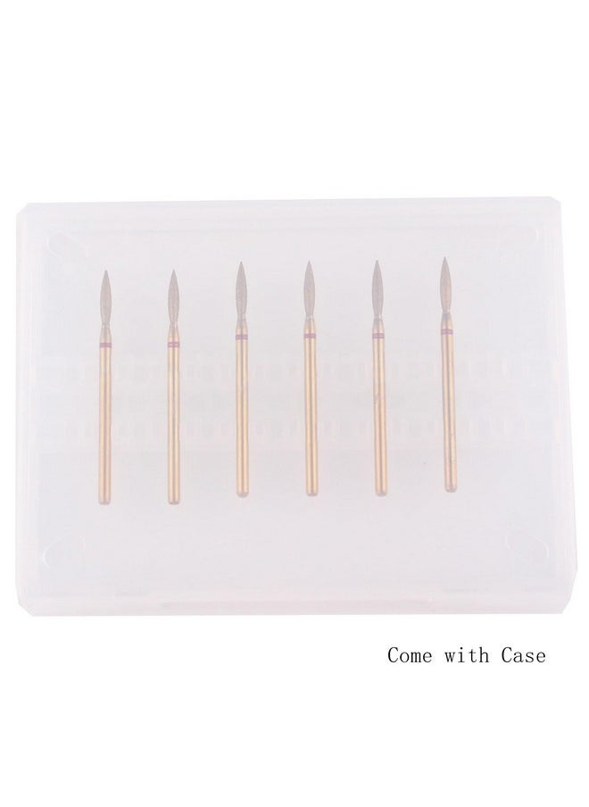 MZCMSL Flame Cuticle Drill Bit Set with Case, 6pcs Pro Diamond Nail Bits for Nail Salon Manicure (Fine)
