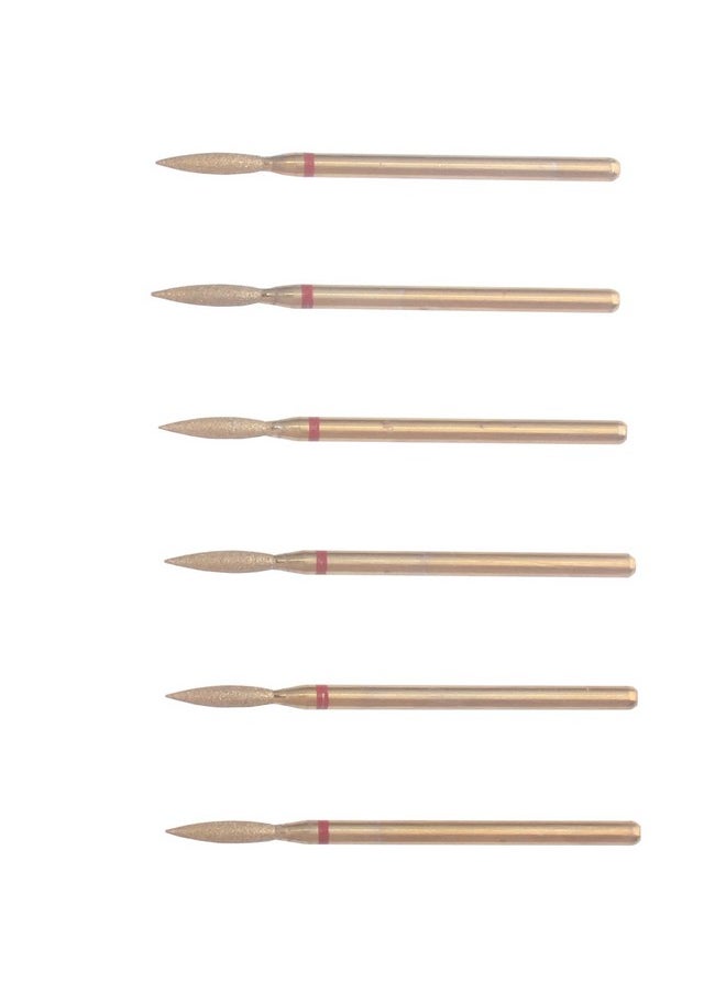 MZCMSL Flame Cuticle Drill Bit Set with Case, 6pcs Pro Diamond Nail Bits for Nail Salon Manicure (Fine)