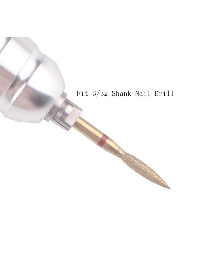 MZCMSL Flame Cuticle Drill Bit Set with Case, 6pcs Pro Diamond Nail Bits for Nail Salon Manicure (Fine)