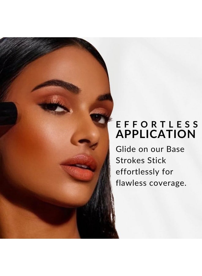 Base Strokes Crème Foundation Stick by Flori Roberts, Full Coverage for Women of Color or Deeper Skin Tones, Long Lasting Makeup, Natural Finish, Complexion Concealer & Corrector