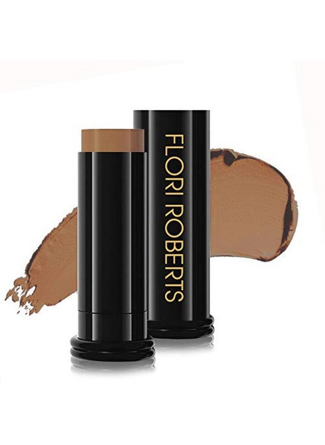 Base Strokes Crème Foundation Stick by Flori Roberts, Full Coverage for Women of Color or Deeper Skin Tones, Long Lasting Makeup, Natural Finish, Complexion Concealer & Corrector