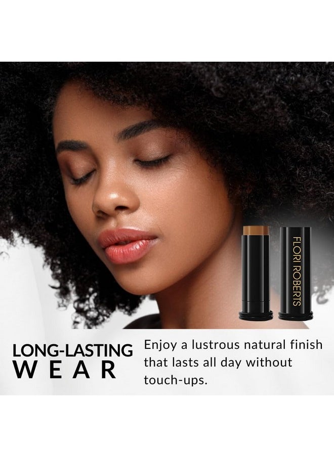 Base Strokes Crème Foundation Stick by Flori Roberts, Full Coverage for Women of Color or Deeper Skin Tones, Long Lasting Makeup, Natural Finish, Complexion Concealer & Corrector