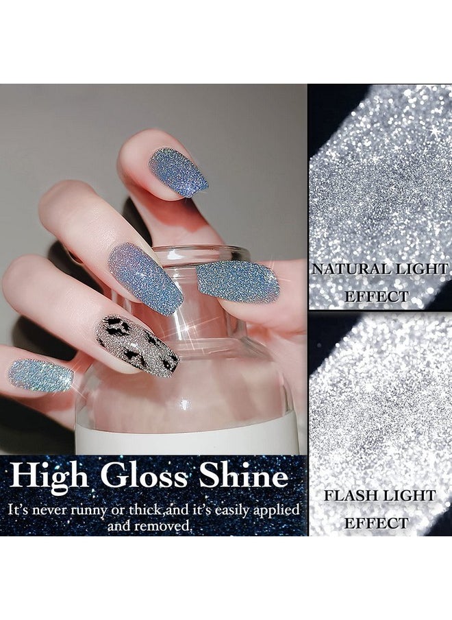 AHAMIOU Reflective Gel Polish Set Sparkly Reflective Glitter Gel Nail Polish Kit Shiny Diamond UV LED Soak Off Nail Polish Home DIY Manicure Nail Art Salon Varnish 12PCS(SET-2)