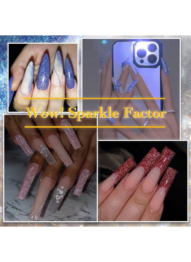 AHAMIOU Reflective Gel Polish Set Sparkly Reflective Glitter Gel Nail Polish Kit Shiny Diamond UV LED Soak Off Nail Polish Home DIY Manicure Nail Art Salon Varnish 12PCS(SET-2)