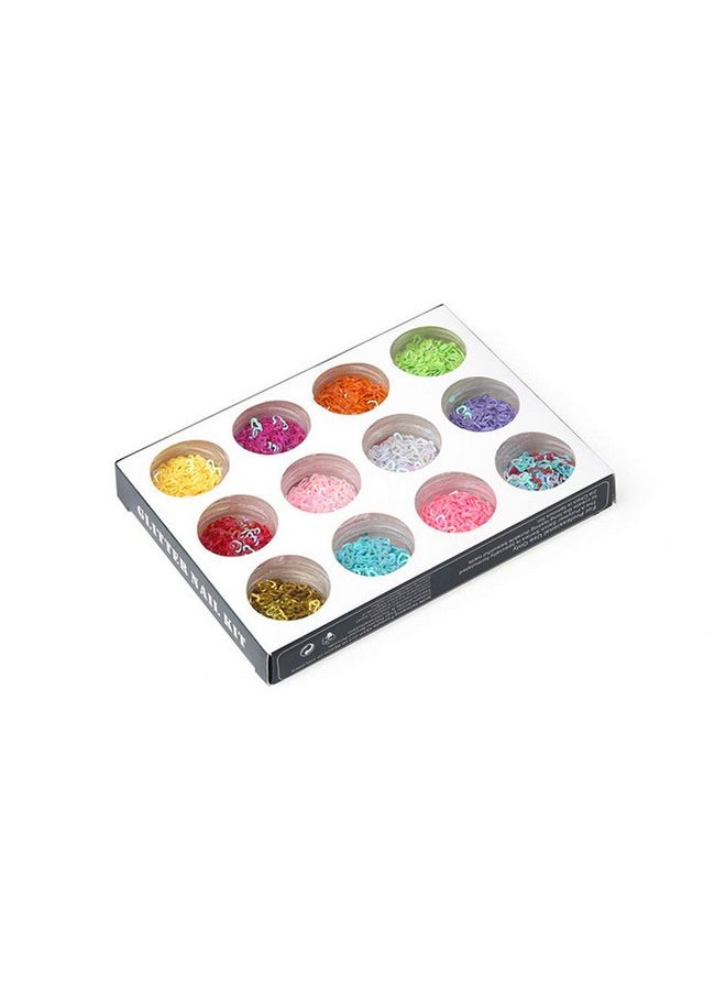YESLADY Valentine's Day Nail Art 3D Hollow Heart Pattern Glitter Flakes Sparkly Confetti Nail Art Sticker 12Colors