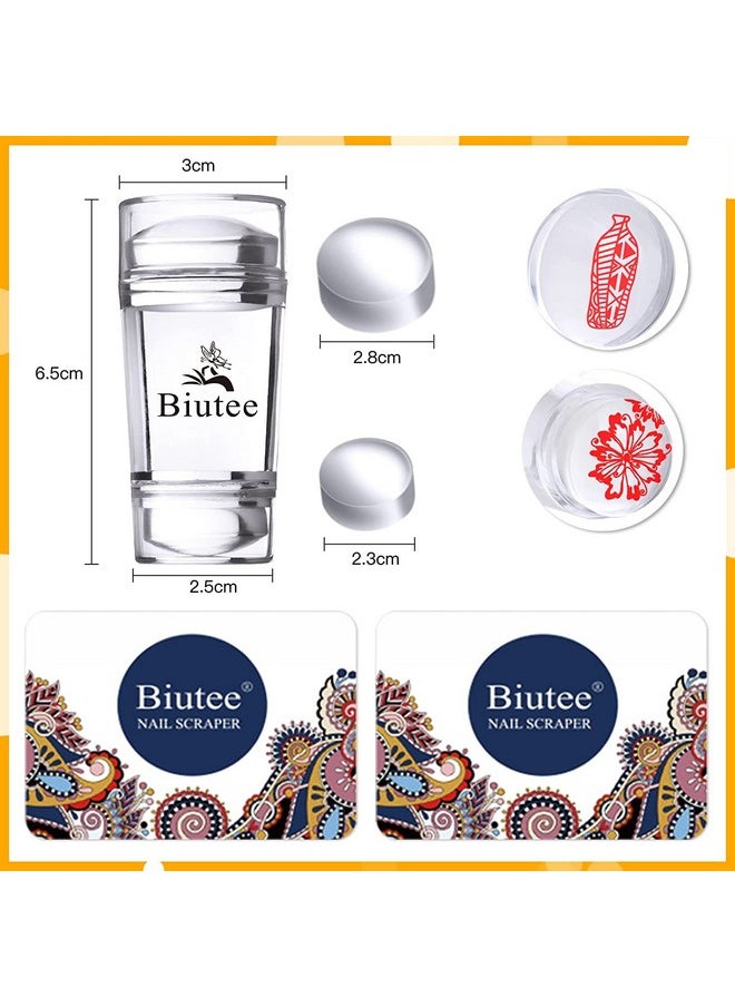 Biutee 19pcs Nail Stamp Plates set 15 plate 1Stamper 2Scraper 1storage bag Nails Art Stamping Plate Scraper Stamper Set Leaves Flowers Animal Nail plate Template Image Plate