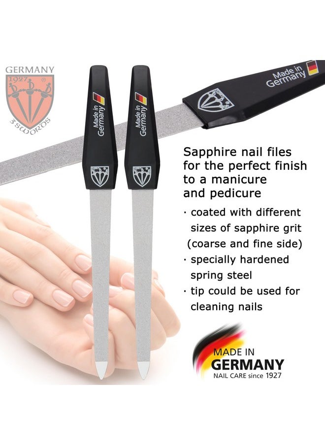 3 Swords Germany - Sapphire Metal Nail File Set 2 Pieces with 1 Piece 3-Way Nail Buffer - Nail Care Made in SOLINGEN/Germany