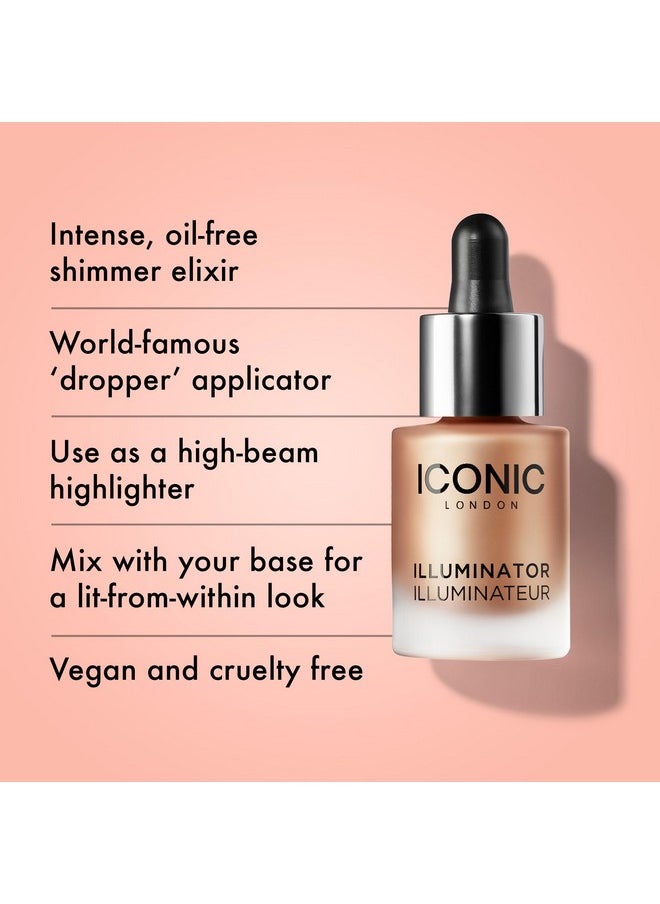 ICONIC LONDON Illuminator | Liquid Highlighting Drops for a Radiant Glow, Cruelty-Free, Vegan Makeup, Original (Champagne Shimmer) 0.45 Fl oz