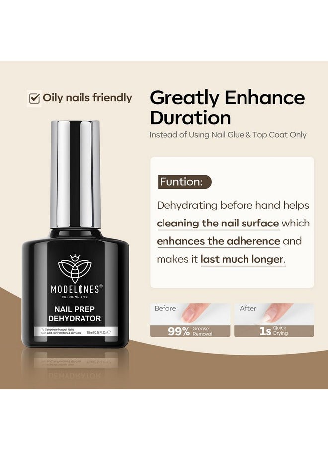 modelones Nail Glue Gel with Top Coat and Nail Prep Dehydrator 3 PCS 15ml 9 in One Nail Glue Gel Nail Kit for Easy Nail Extension, No Wipe Top Coat