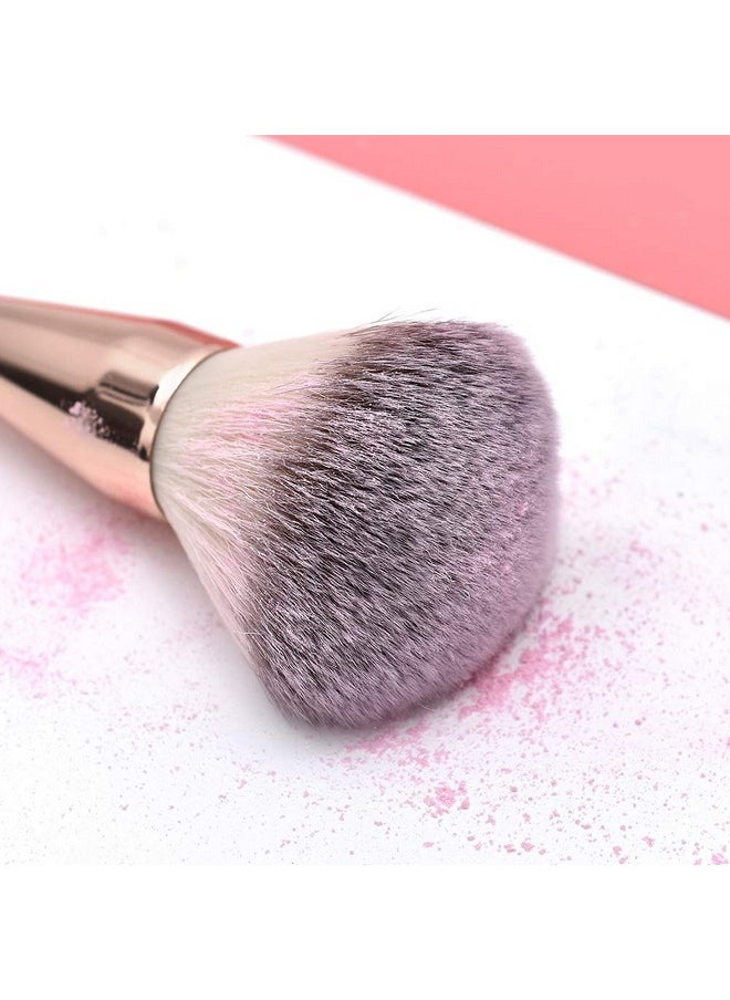 RN BEAUTY Makeup Brushes Large Powder Brush Foundation Blush Bronzer Contour Face Blender Mineral Blending Buffing Cosmetics Kabuki Full Coverage (Rose Gold/Black) 1 Count (Pack of 1)