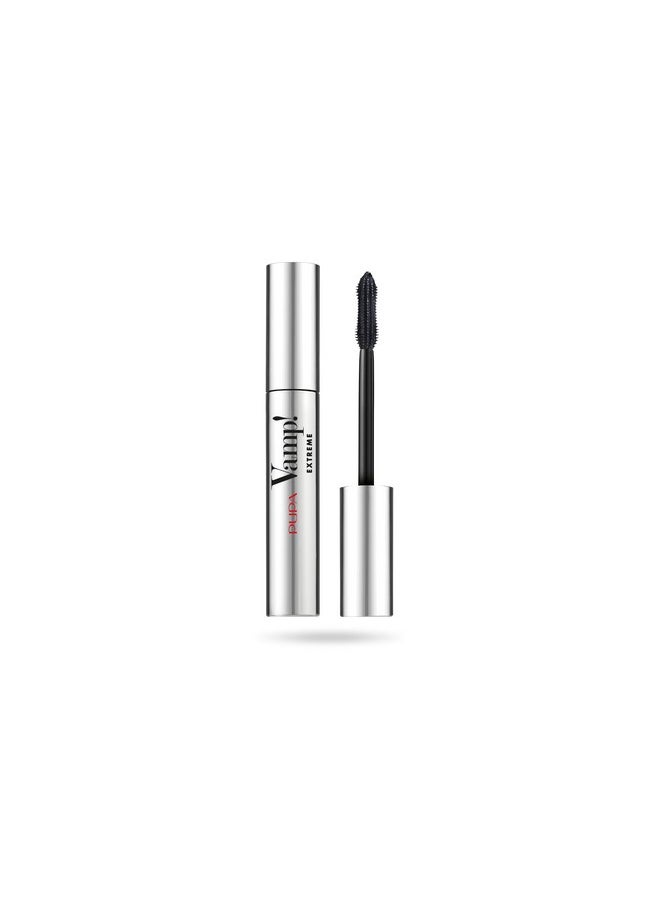 PUPA Milano Vamp! Extreme Mascara - For Voluminous And Dramatic Eyelashes Lengthening Defining Formula Adds Impact Boost Your Eye Allure With Long, Thick Lashes 010 Extra Black 0.4 Oz, I0111752
