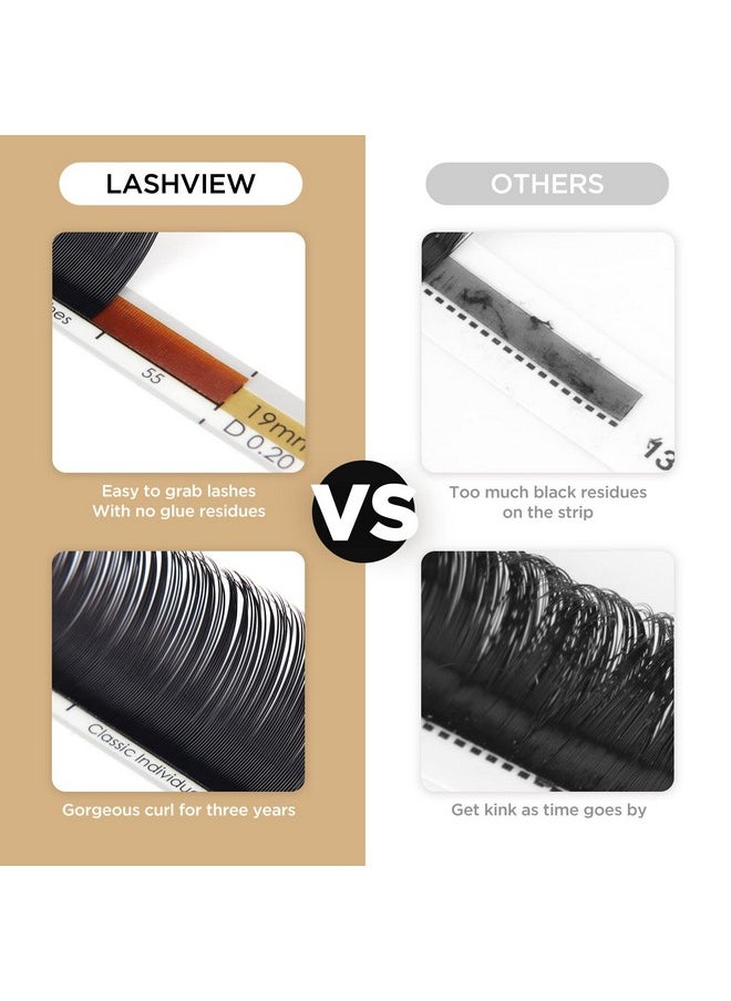 LASHVIEW Eyelash Extensions,Individual Lashes, 0.15 Thickness D Curl Mixed Tray(8-15mm),Premium Single &Classic Lases,Natural Semi Permanent Eyelashes,Mink& Soft Lashes,Application-Friendly