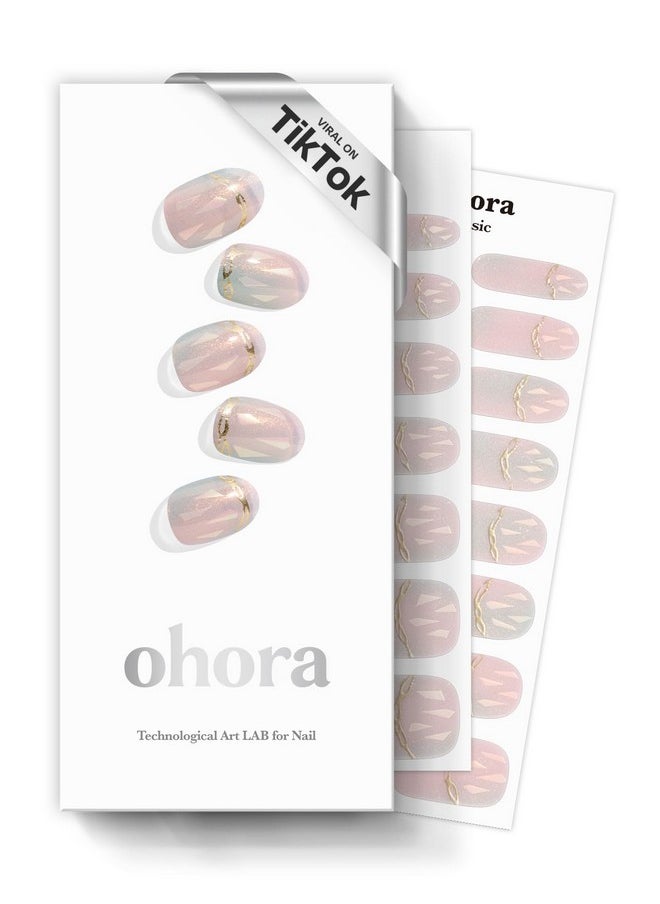 ohora Semi Cured Gel Nail Strips (N Pink Mermaid) - Works with Any Nail Lamps, Salon-Quality, Long Lasting, Easy to Apply & Remove - Includes 2 Prep Pads, Nail File & Wooden Stick