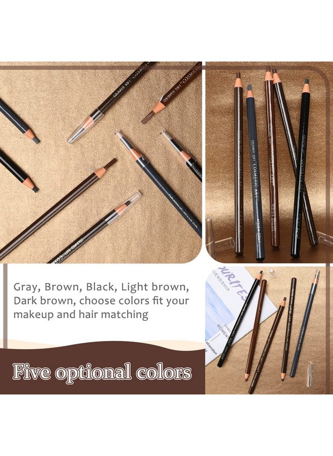5pcs Microblading Pencil Waterproof Eyebrow Peel-off Pencil Pull Cord Microblading Supplies Brow Lamination Pencil Set For Marking Filling Outlining Eye Brow Liners In 5 Colors
