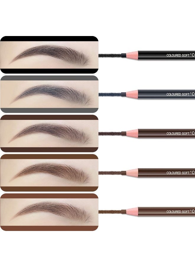 5pcs Microblading Pencil Waterproof Eyebrow Peel-off Pencil Pull Cord Microblading Supplies Brow Lamination Pencil Set For Marking Filling Outlining Eye Brow Liners In 5 Colors