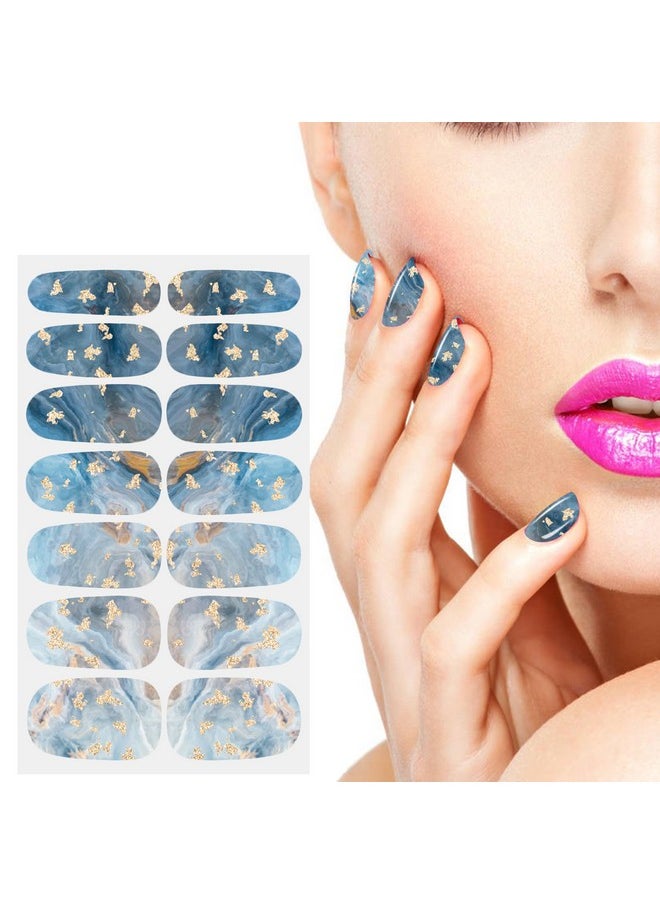 JERCLITY 336 Pieces 24 Sheets Women's Full Wrap Marble Nail Polish Strips Stickers Self-Adhesive Solid Color Gel Nail Strips Decals with Nail File for Women Girls Nail Decorations (Trendy Style)