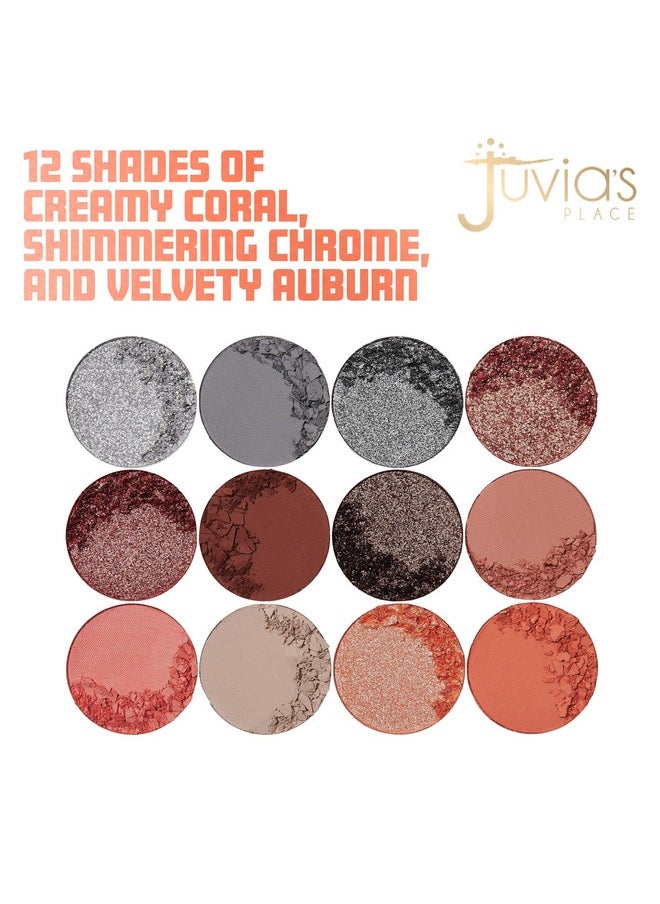 Juvia's Place Palette The Nubian 3 Coral - Peachy Neutrals, Muted Hues, Shades of 12, Matte & Shimmer Shades, Pigmented Makeup Palette Eye Color & Shine, Pressed