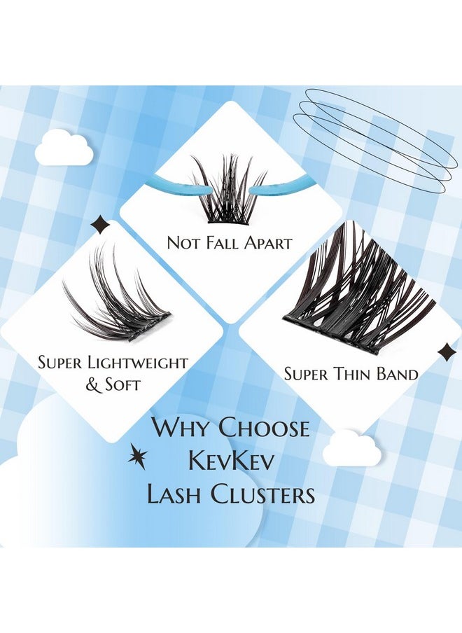 KevKev Lash Extension Kit 168Pcs Lash Clusters Kit DIY Eyelash Extension Kit Lash Bond and Seal Lash Applicator Tool Lash Remover for Eyelash Extensions(Cloudy,D-8-18mix)